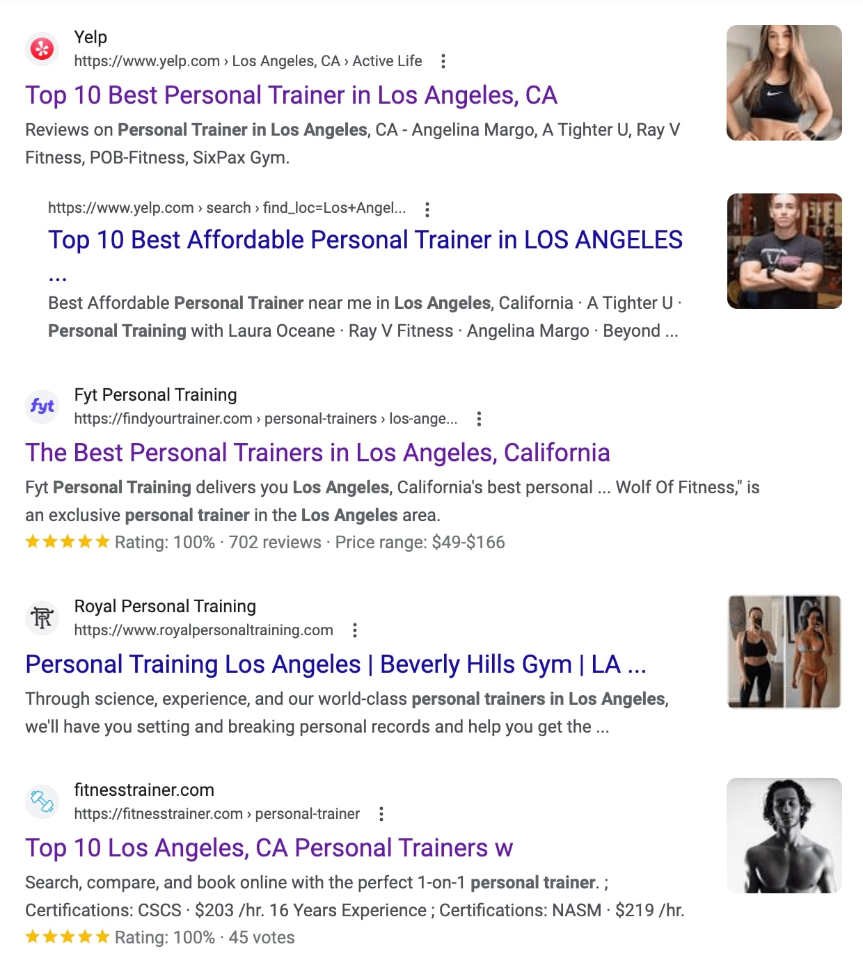 what is referral traffic? top google search results for “personal trainer in los angeles”